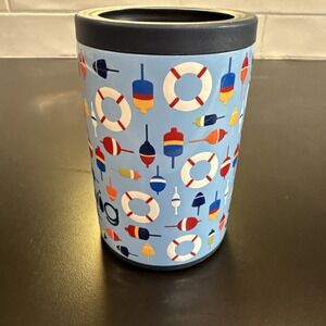 Swig Life 12 Oz  Can + Bottle Cooler Bobbing Buoys Stainless Steel Navy..